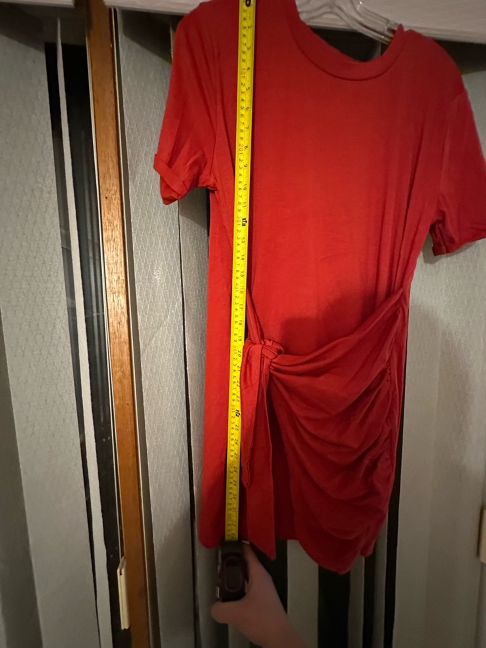 ❤️ Red Ruched Mini Dress – Side Tie Detail | Size XL (Runs Short) - Picture 6 of 10
